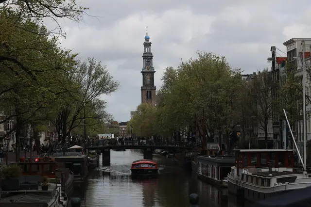 An Amsterdam canal with the Westerkerk in view