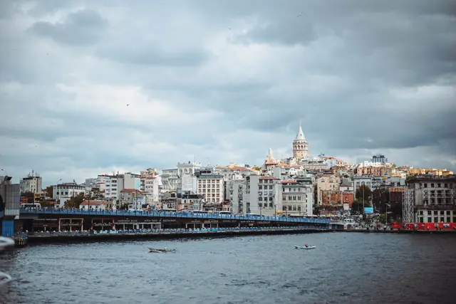 The Galata Bridge over the Golden Horn with Galata Tower behind