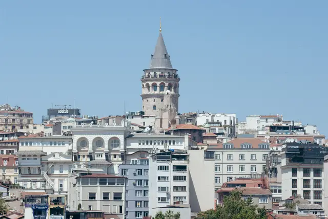 Galata Tower rising above the houses on the Beyoğlu hillside