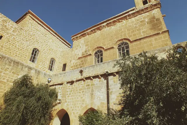 The stone façade of Deyrulzafaran (Mor Hananyo) Monastery